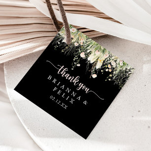 Greenery Boho Wildflower Zwart Huwelijksgunst Labe Bedankjes Labels