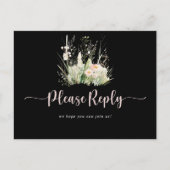 Greenery Boho Wildflower Zwart Menu Keuze RSVP (Voorkant)