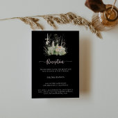 Greenery Boho Wildflower Zwarte bruiloft receptie Informatiekaartje