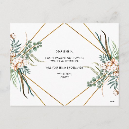 Greenery Boho zal je zijn mijn Bridesmaïde Kaart (Achterkant)