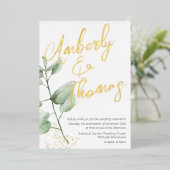 Greenery Bold Script Botanical Wedding Folie Uitnodiging (Staand Voorkant)