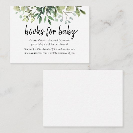 Greenery Book Request Baby shower Enclosure Informatiekaartje (Voorkant / Achterkant)