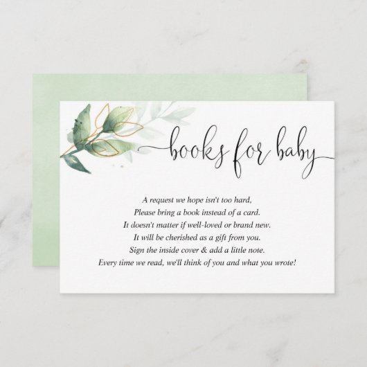 Greenery book request books for baby enclosure car informatiekaartje (Voorkant / Achterkant)