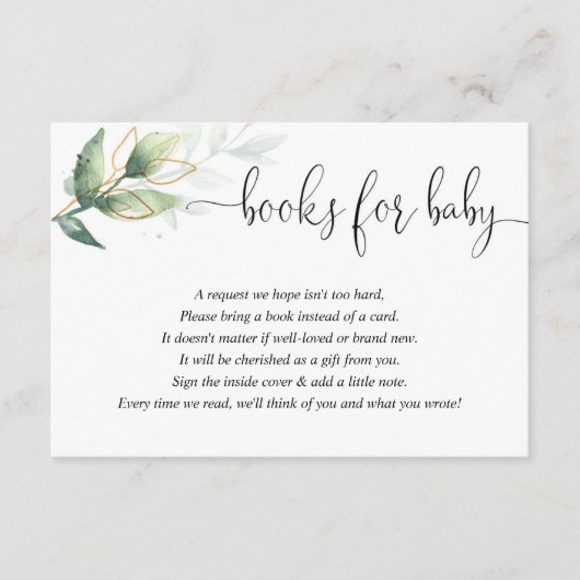 Greenery book request books for baby enclosure car informatiekaartje (Voorkant)