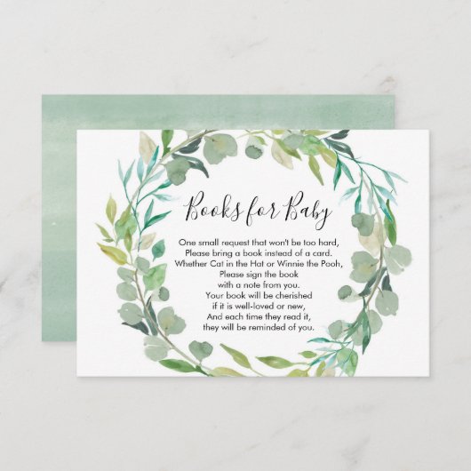 Greenery book request books for baby informatiekaartje (Voorkant / Achterkant)