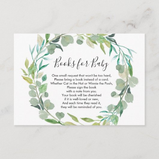 Greenery book request books for baby informatiekaartje (Voorkant)