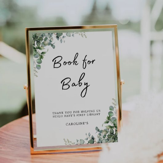 Greenery Book voor Baby Sign, Baby shower Kaart
