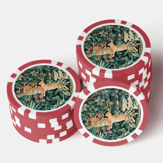  "Greenery" - Boombloem & Konijn Poker Chips (Opstapeling)
