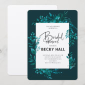 Greenery Border Bridal Shower Invitation Kaart (Voorkant / Achterkant)