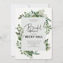 Greenery Border Bridal Shower Invitation