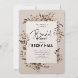 Greenery Border Bruids Douche Uitnodiging