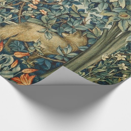 GREENERY, BOSBOUWDIEREN, fazant, vossen, groene bl Cadeaupapier (Hoek)