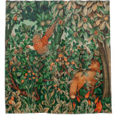 GREENERY, BOSBOUWDIEREN, fazant, vossen, groene bl Douchegordijn (Voorkant)