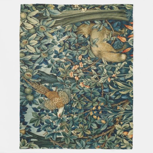 GREENERY, BOSBOUWDIEREN, fazant, vossen, groene bl Fleece Deken (Voorkant)