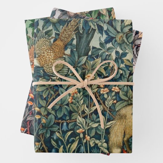 GREENERY, BOSBOUWDIEREN, fazant, vossen, groene bl Inpakpapier Vel (In situ)