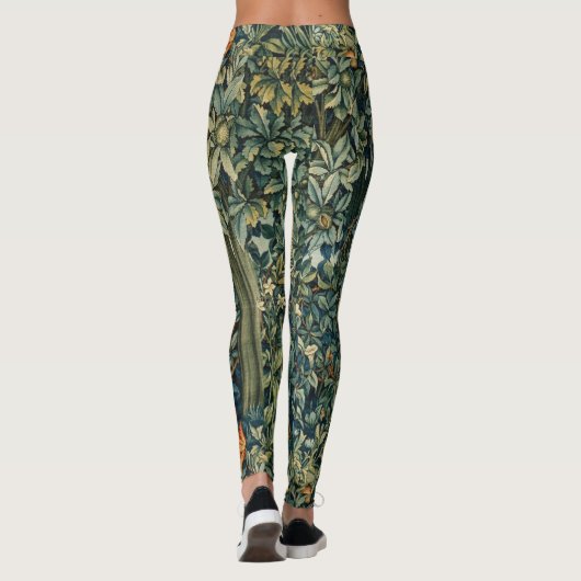 GREENERY, BOSBOUWDIEREN, fazant, vossen, groene bl Leggings (Achterkant)