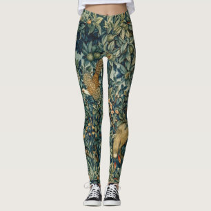 GREENERY, BOSBOUWDIEREN, fazant, vossen, groene bl Leggings