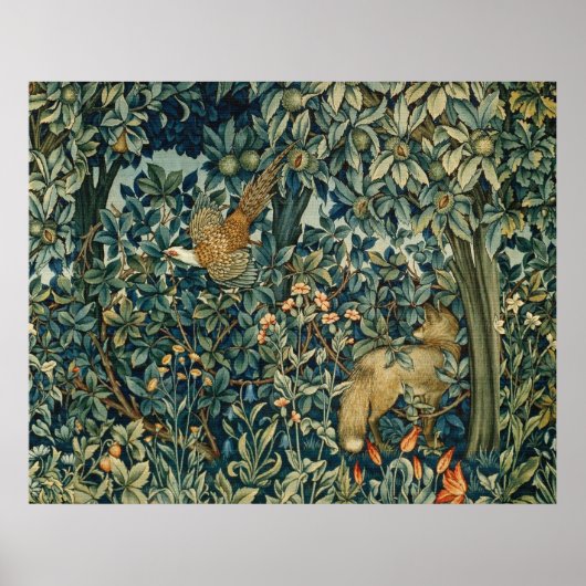 GREENERY, BOSBOUWDIEREN, fazant, vossen, groene bl Poster (Voorkant)