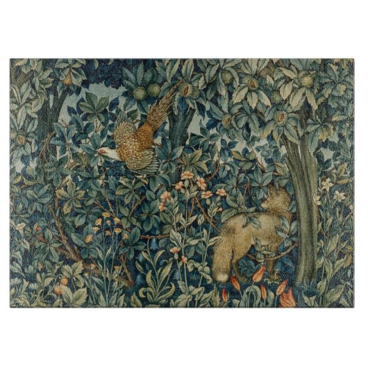 GREENERY, BOSBOUWDIEREN, fazant, vossen, groene bl Snijplank (Voorkant)