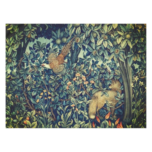 GREENERY, BOSBOUWDIEREN, fazant, vossen, groene bl Tafelkleed (Voorkant (Horizontaal))