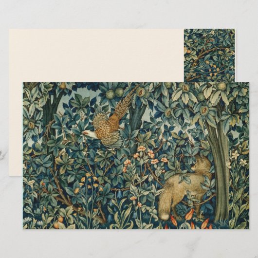 GREENERY,BOSBOUWDIEREN Fox,fazant,groene bloemen Briefpapier (Voorkant / Achterkant)
