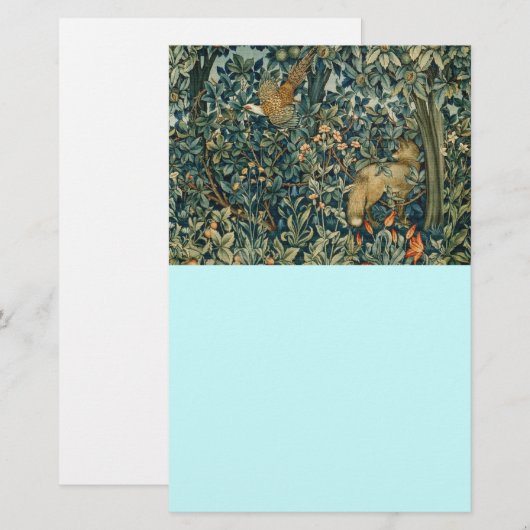 GREENERY,BOSBOUWDIEREN Fox,fazant,groene bloemen Briefpapier (Voorkant / Achterkant)