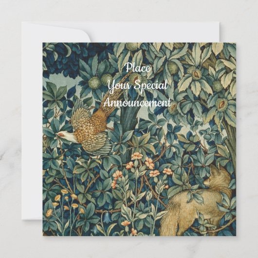 GREENERY,BOSBOUWDIEREN Fox,fazant,groene bloemen Kaart (Achterkant)