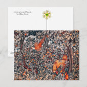 GREENERY, BOSSTE DIEREN, fazant, rode vos, Florenz Briefkaart (Voorkant / Achterkant)