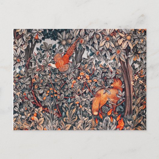 GREENERY, BOSSTE DIEREN, fazant, rode vos, Florenz Briefkaart (Voorkant)