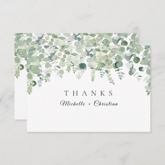 Greenery Botanic Eucaliptus Weddenschap Hartelijk Bedankkaart (Voorkant / Achterkant)