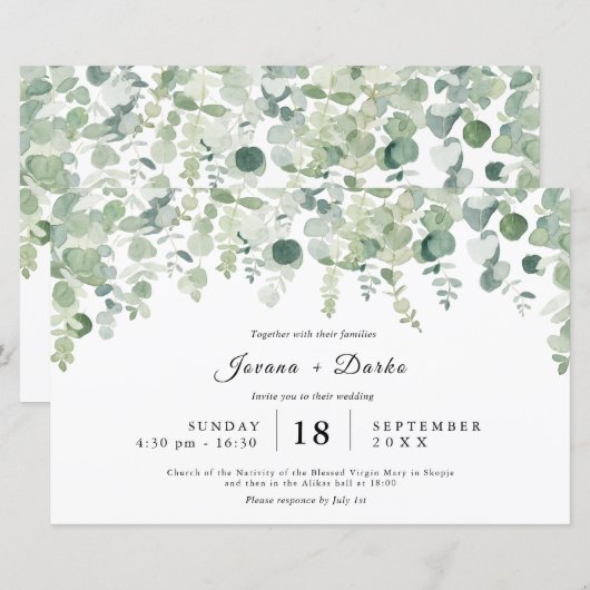 Greenery Botanic Eucaliptus Wedding (Voorkant / Achterkant)