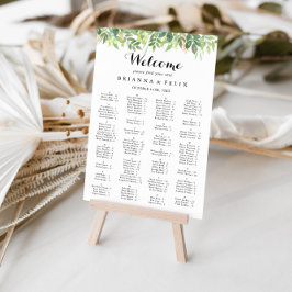Greenery Botanical Alfabetical Seating Chart Poster