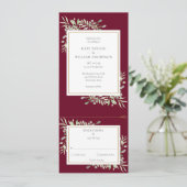 Greenery Botanical all in one Burgundy Wedding Kaart (Staand voorkant)