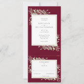 Greenery Botanical all in one Burgundy Wedding Kaart (Voorkant)