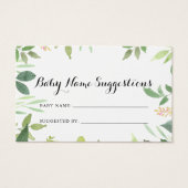 Greenery Botanical Baby Name Suggestions Kaart (Voorkant)