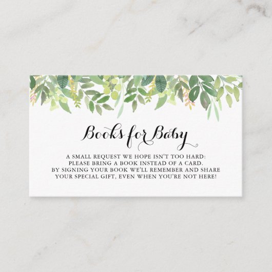 Greenery Botanical Baby shower Boekaanvraag Informatiekaartje (Voorkant)