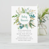 Greenery Botanical Baby shower Invitation Boy Kaart (Staand voorkant)