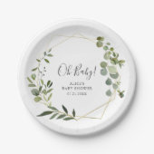 Greenery Botanical Baby shower Papieren Bordje (Voorkant)