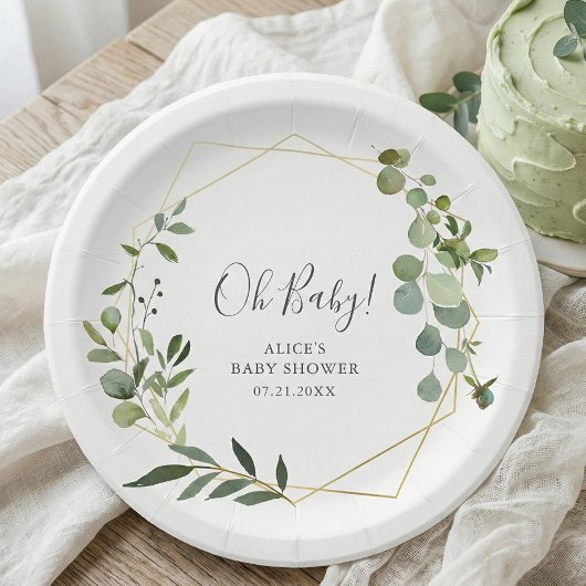 Greenery Botanical Baby shower Papieren Bordje