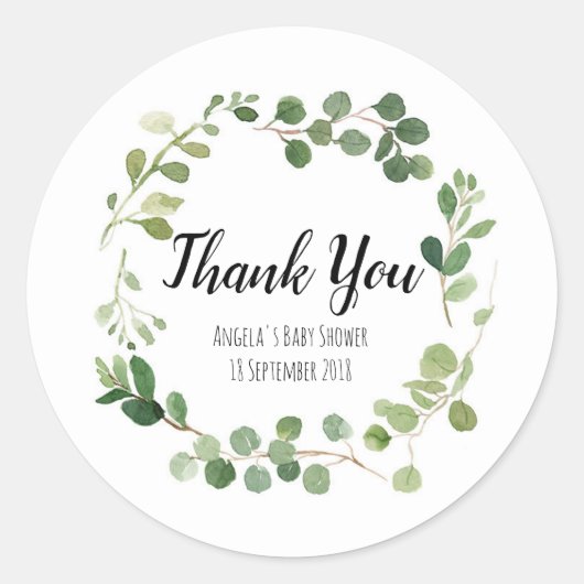 Greenery Botanical Bedankt Sticker (Voorkant)