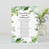 Greenery Botanical Birthday Girl Game 5x7-inch for Kaart (Staand voorkant)