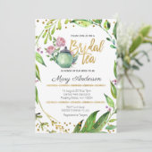 Greenery Botanical Bridal Tea Party Kaart (Staand voorkant)
