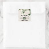 Greenery Botanical Burlap Wedding Bedankt Vierkante Sticker (Tas)