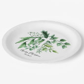 Greenery Botanical Cross First Heilige Communie Papieren Bordje (Gekanteld)