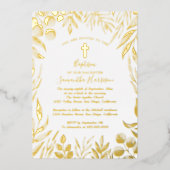 Greenery Botanical Elegant Gender Neutral Baptisme Folie Uitnodiging (Voorkant)