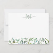 Greenery Botanical Eucalyptus Foliage Monogram Notitiekaartje (Voorkant)