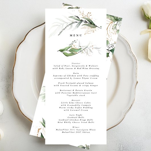 Greenery Botanical Eucalyptus Modern Sage Menu