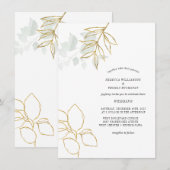 Greenery Botanical Faux Gold Leaf Wedding Kaart (Voorkant / Achterkant)