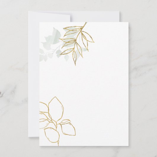 Greenery Botanical Faux Gold Leaf Wedding Kaart (Achterkant)