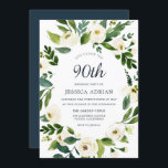 Greenery Botanical Floral 90th Birthday Invite Kaart<br><div class="desc">Greenery Botanical Floral 90th Birthday Invite Beauful White Floral Zie bijbehorend collectie in Niche en Nest Store</div>